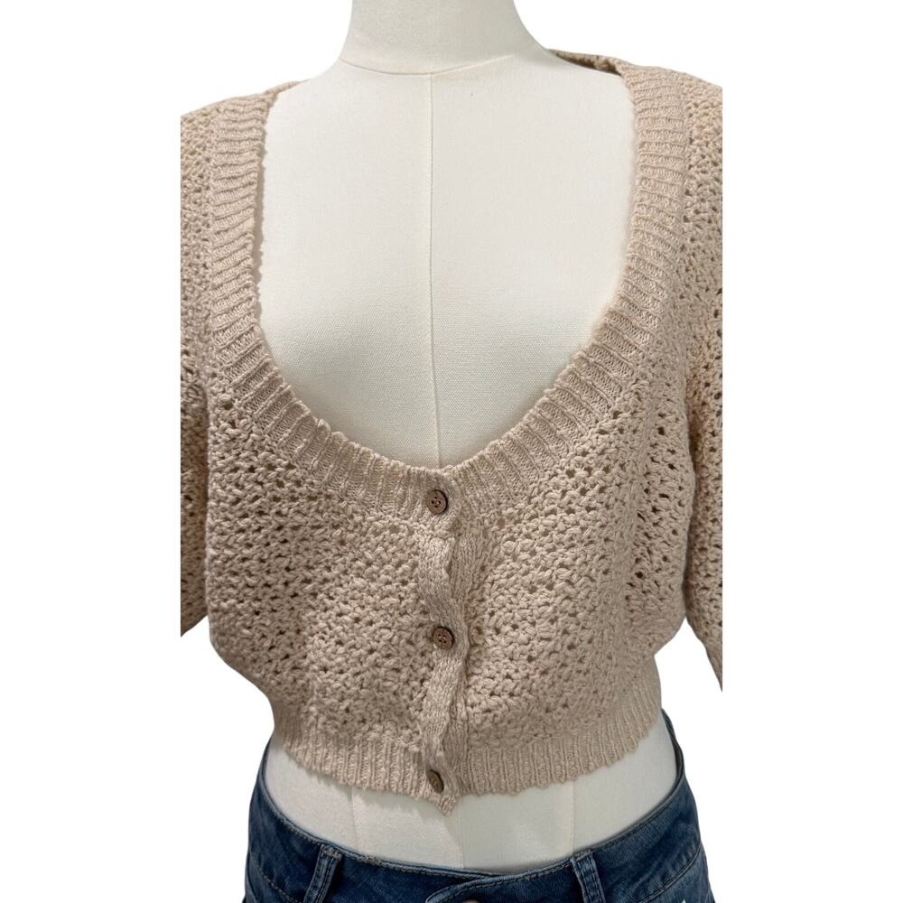 NEW! Free People Britney Khaki Fauxchet Cardigan XLarge NWT - Picture 3 of 6